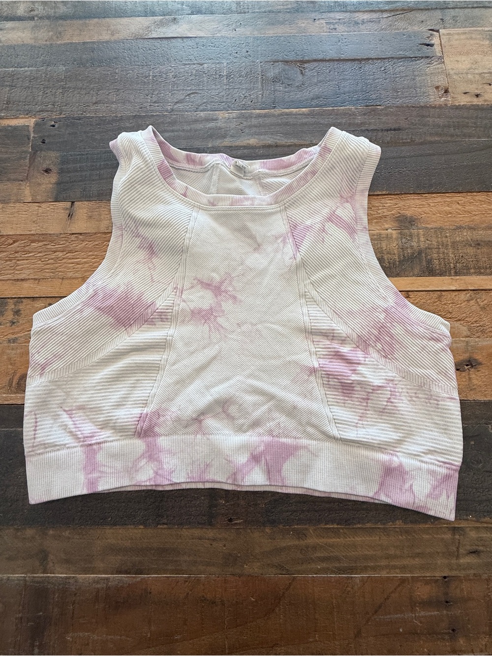 aerie White & Light  purple Tie-Dye Seamless Crop Tank